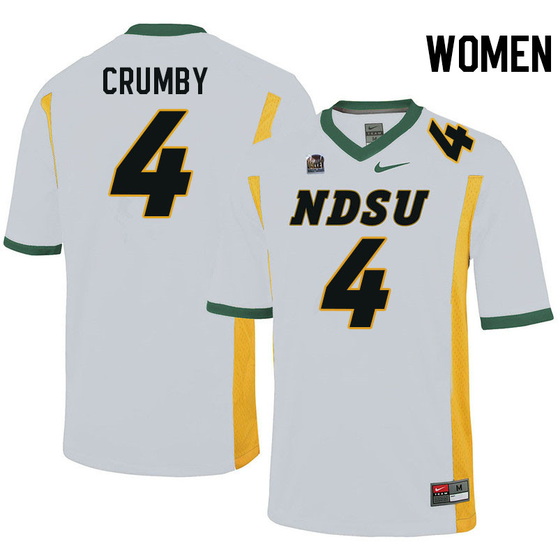 Women #4 Jaylin Crumby North Dakota State Bison College Football Jerseys Stitched-White